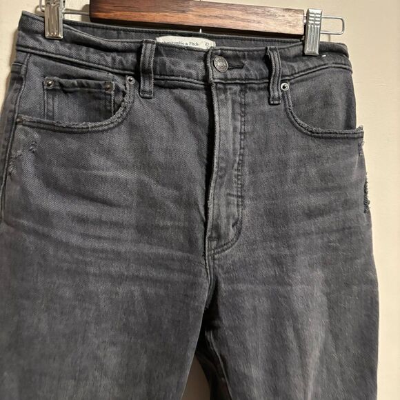 Abercrombie & Fitch The Skinny High Rise Gray Black Distressed Knee Size 4 (27S) - Picture 5 of 10